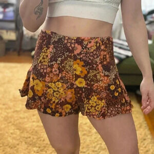 Kimchi Blue Urban Outfitters Brown Floral Pattern Flowy Shorts